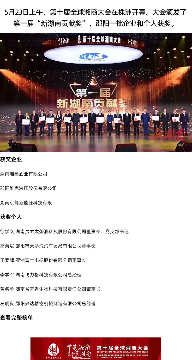 全省表彰！邵陽這些企業(yè)和個人獲獎